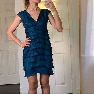 Dressbarn Collection Teal Ruffled Dress - Size 4